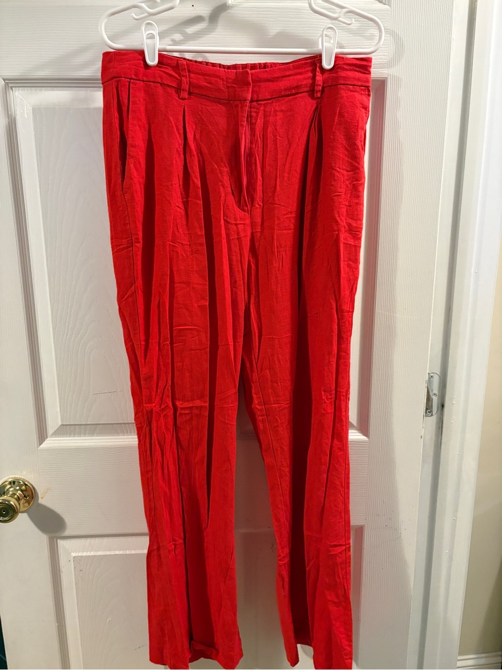 Old Navy Women’s Red Taylor Wide-Leg Linen Trousers